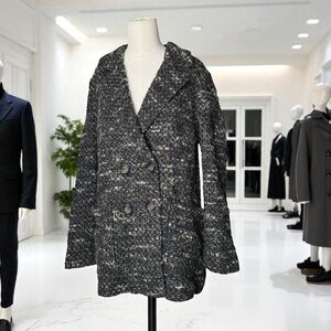 J.Jill Women Wool Alpaca Double Breasted Coat Jacket Gray Lined Button Up - XS